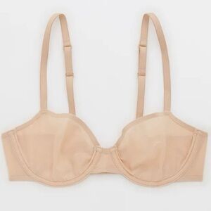 Aerie SMOOTHEZ Nude Mesh Balconette Bra NWT